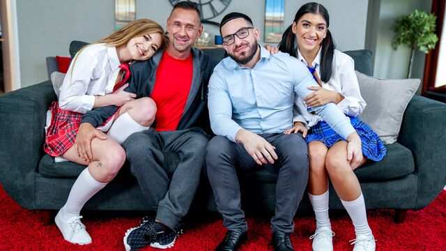 Yosh talabalar o'zlarining yigitlari bilan issiq uchlik qilishdi